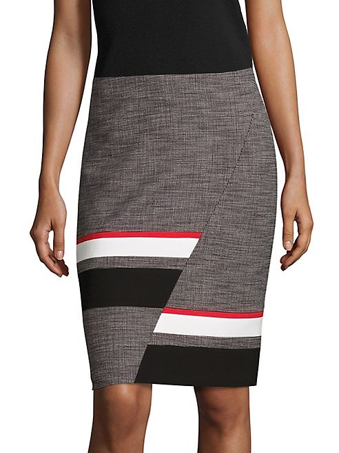 BOSS - Vimina Tweed Abstract Stripe Pencil Skirt