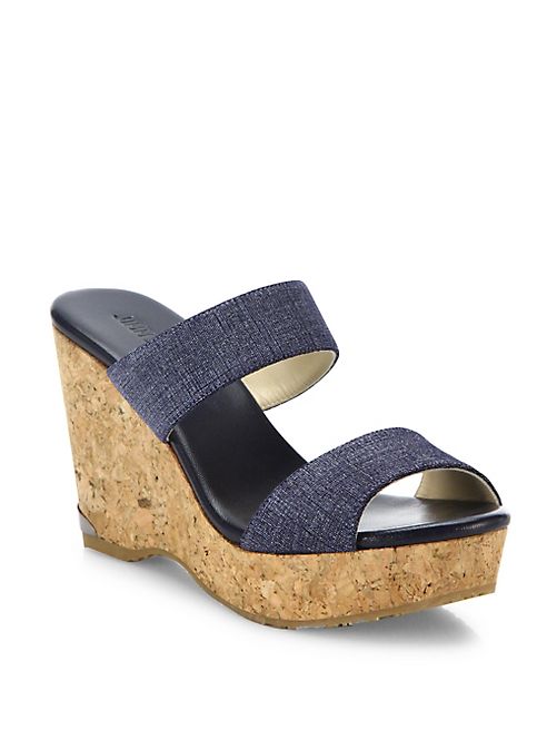 Jimmy Choo - Parker Denim & Cork Wedge Sandals