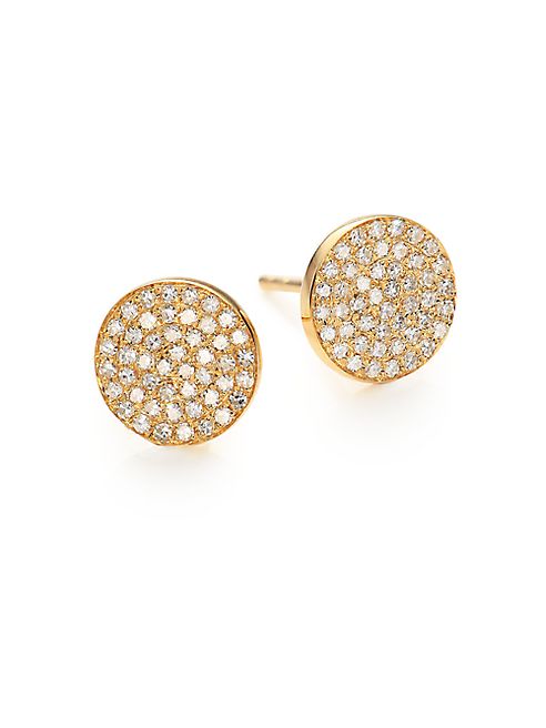 EF Collection - Diamond & 14K Yellow Gold Disc Stud Earrings