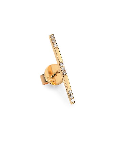 EF Collection - Segment Diamond & 14K Yellow Gold Single Stud Earring