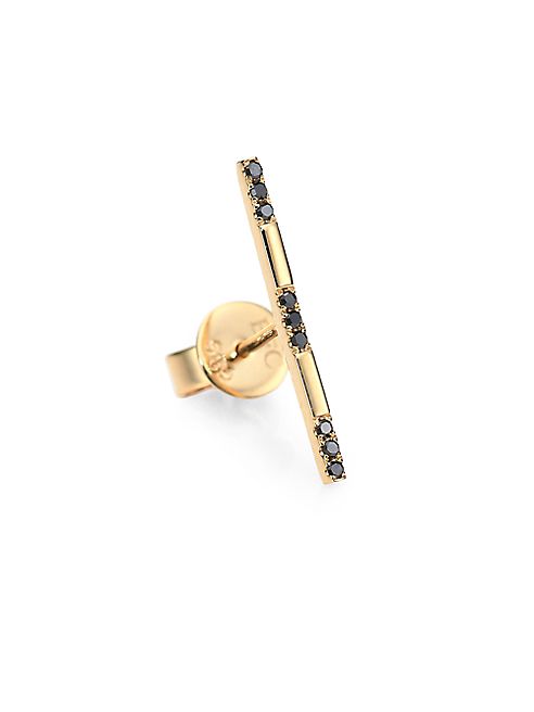 EF Collection - SegmentBlack Diamond & 14K Yellow Gold Single Stud Earring