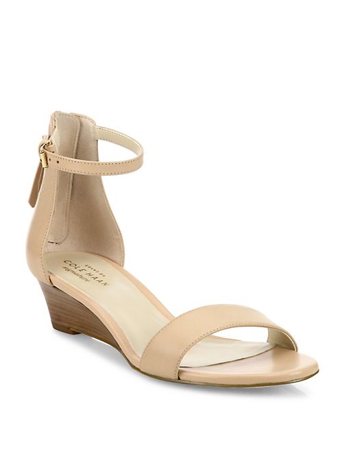 Cole Haan - Adderly Leather Ankle-Strap Wedge Sandals