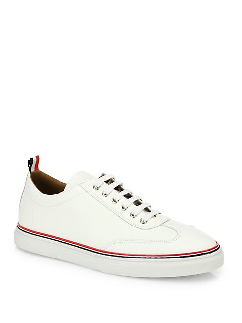 Thom Browne - Pebbled Leather Low-Top Sneakers