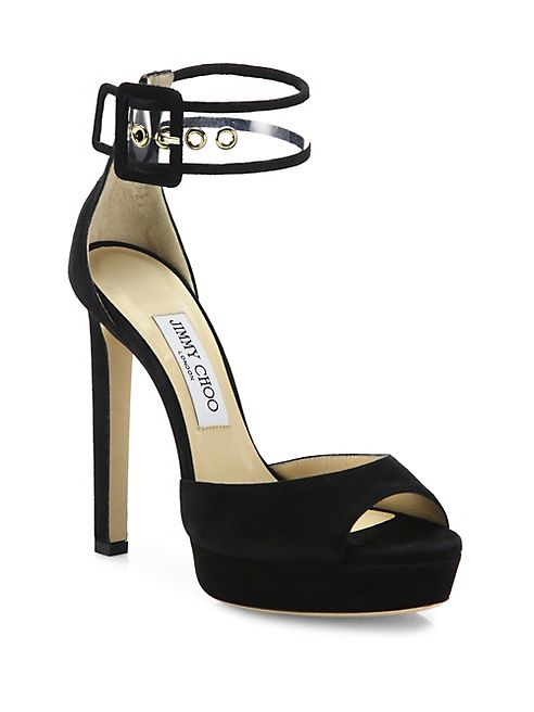 Jimmy Choo - Mayner Suede & PVC Ankle-Strap Sandals