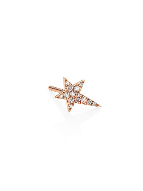 Diane Kordas - Star Diamond & 18K Rose Gold Single Stud Earring