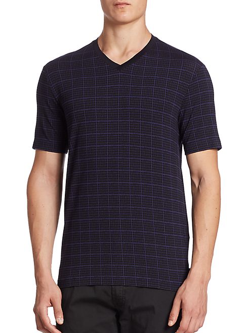 Armani Collezioni - Checked V-Neck Tee