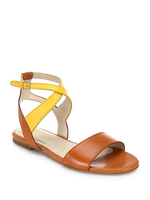 Cole Haan - Fenley Two-Tone Leather Ankle-Wrap Sandals