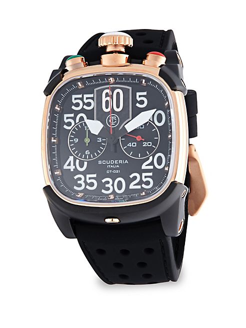 CT Scuderia - Scrambler Rose Gold IP Stainless Steel & Perforated Silicon Strap Watch