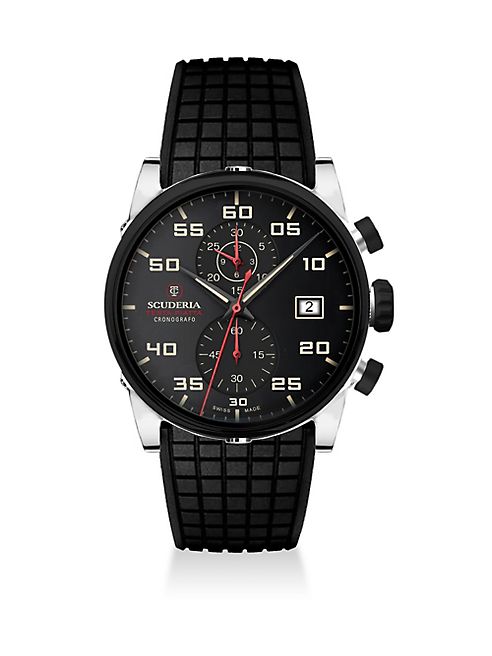 CT Scuderia - Testa Piatta Ion-Plated Stainless Steel & Silicon Strap Watch