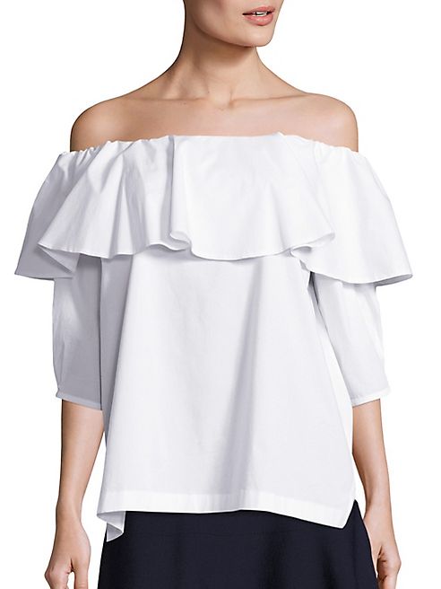 SET - Off-The-Shoulder Stretch-Cotton Blouse