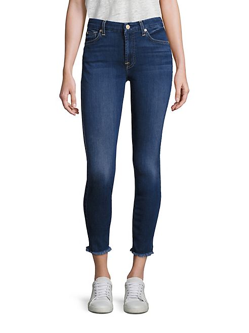 7 For All Mankind - b(air) Raw-Edge Ankle Skinny Jeans