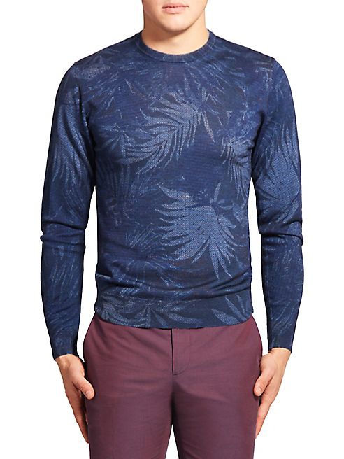 Etro - Leaf Print Wool-Blend Sweater