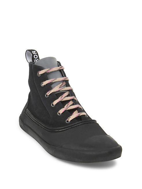 Lanvin - Woven Cotton High Top Sneakers