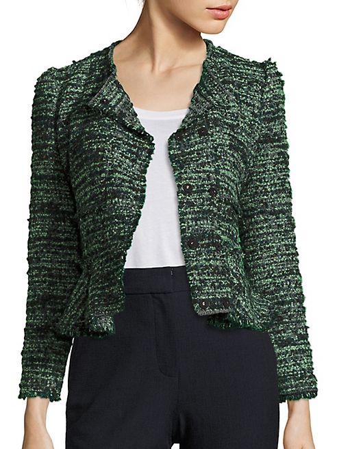 Rebecca Taylor - Double-Breasted Tweed Peplum Jacket