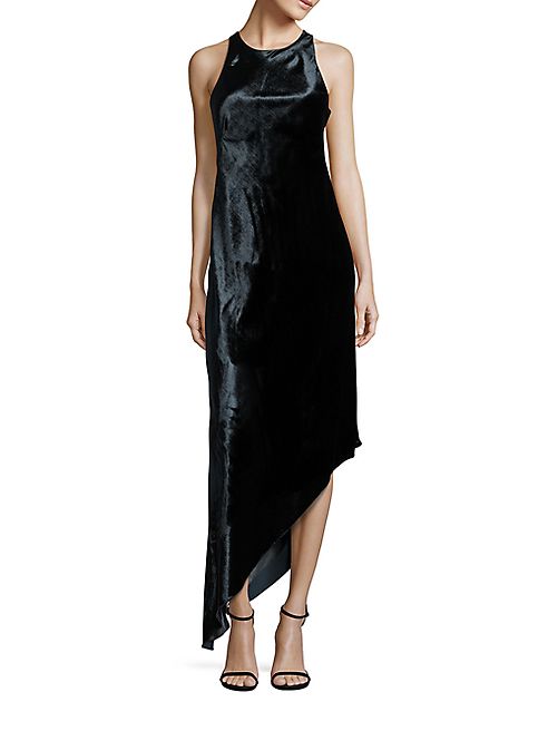 Aidan Mattox - Velvet Asymmetrical Bias-Cut Dress