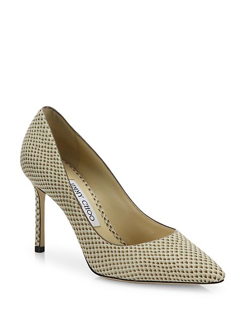 Jimmy Choo - Romy Snakeskin-Print Leather Point Toe Pumps