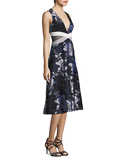 ABS - Floral Jacquard Midi Dress