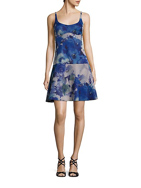 ABS - Neoprene Floral-Print Drop-Waist Dress