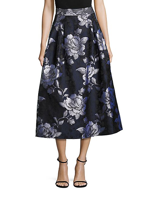 ABS - Floral Jacquard Midi Skirt