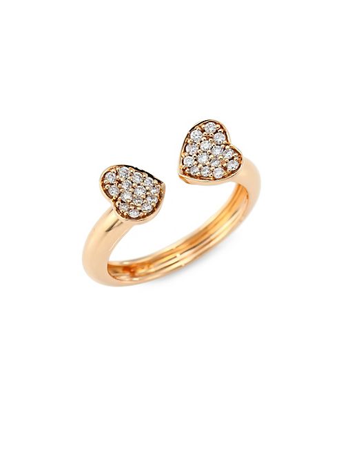 Hueb - Hearts Diamond & 18K Rose Gold Open Ring