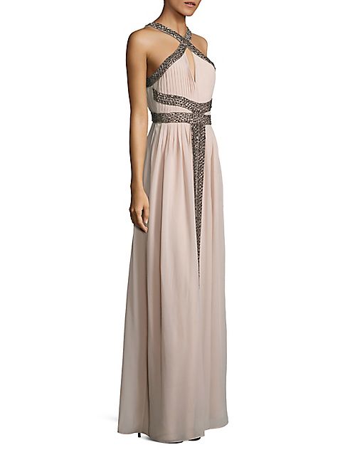 Parker Black - Kathy Beaded Halter Gown