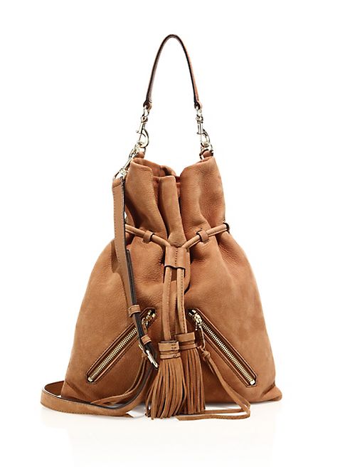 Rebecca Minkoff - Large Nubuck Leather Moto Drawstring Bag