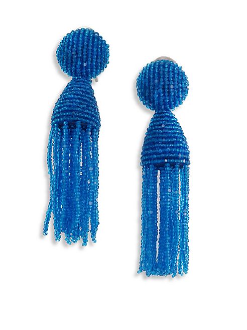 Oscar de la Renta - Short Beaded Tassel Clip-On Earrings