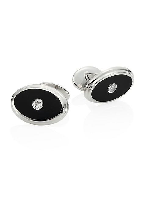 David Donahue - Cubic Zirconia Set Sterling Silver Cuff Links