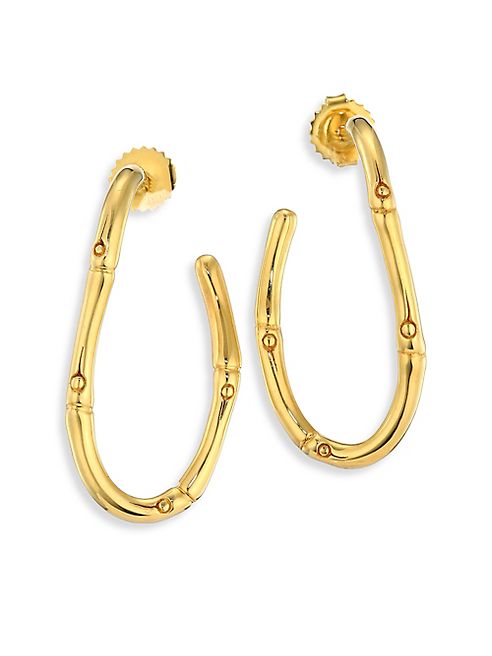 John Hardy - Bamboo 18K Yellow Gold Twisted Hoop Earrings/1.05