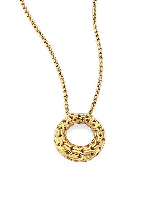 John Hardy - Classic Chain 18K Yellow Gold Small Round Pendant Necklaec