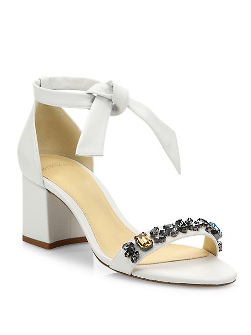 Alexandre Birman - Clarita Jeweled Leather Block Heel Sandals