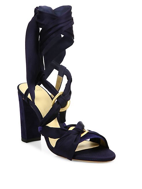 Alexandre Birman - Alessa Silk & Suede Wrap Sandals