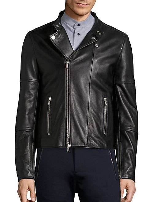 Diesel Black Gold - Long Sleeve Leather Moto Jacket