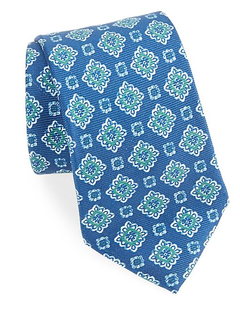 ISAIA - Floral Print Silk Tie