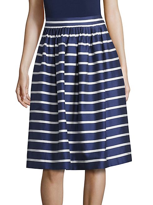 Polo Ralph Lauren - Striped Cotton and Mulberry Silk A-Line Skirt