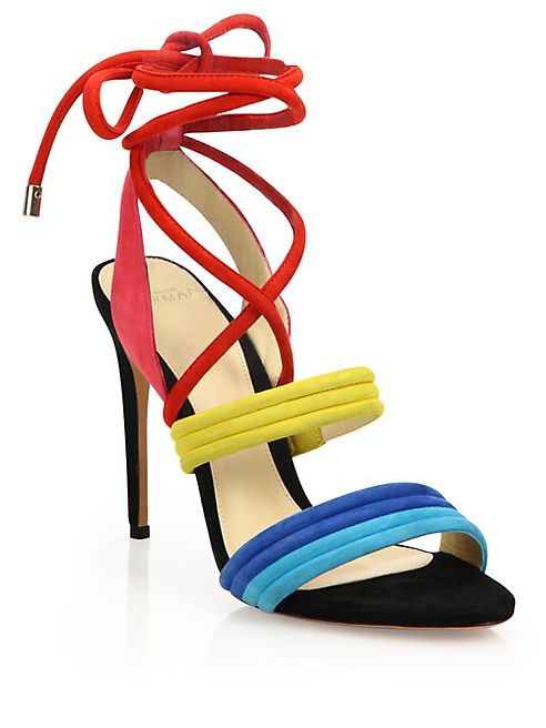 Alexandre Birman - Aurora  Colorblock Suede Lace-Up Sandals