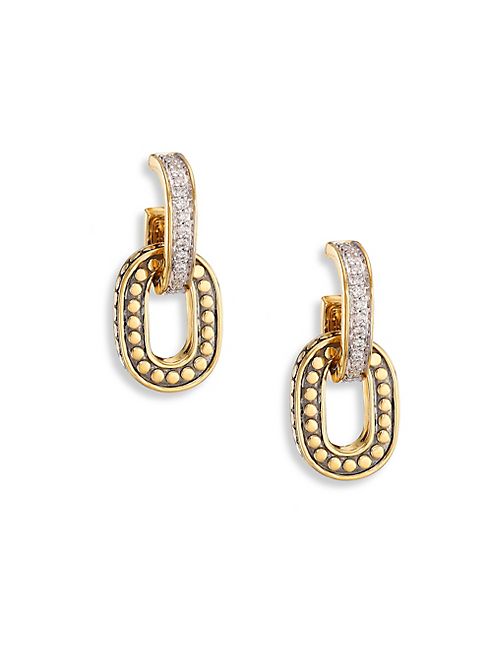 John Hardy - Dot Small Diamond & 18K Yellow Gold Drop Earrings