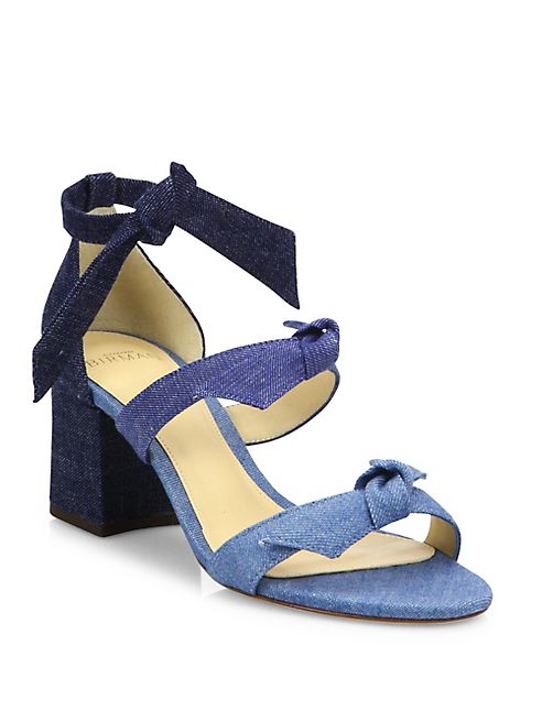 Alexandre Birman - Mary Bow Colorblock Denim Block Heel Sandals