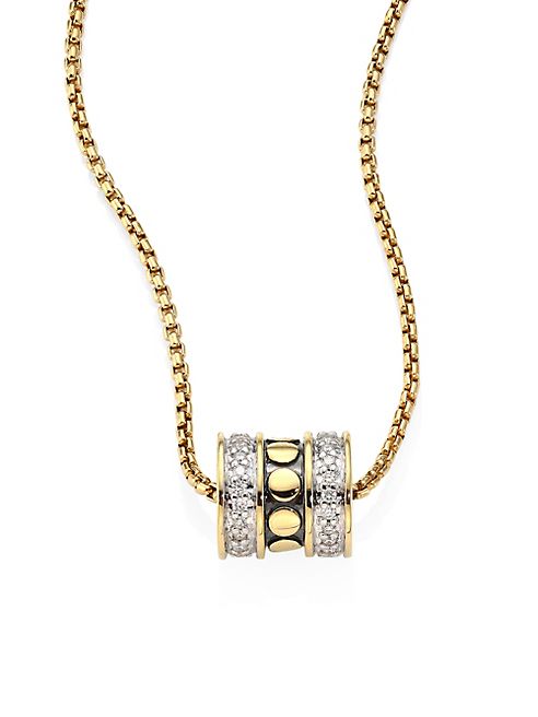 John Hardy - Dot Diamond & 18K Yellow Gold Roller Pendant Necklace