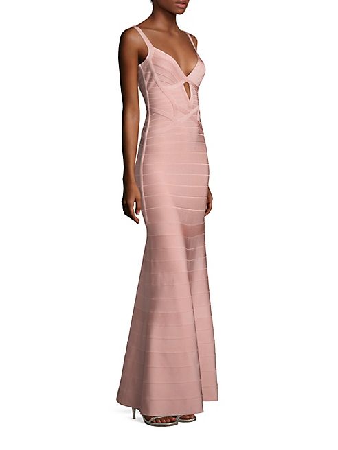 Herve Leger - Sleeveless V-Neck Gown