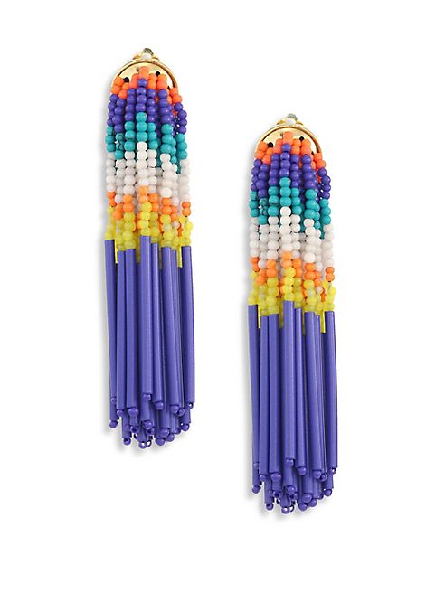 Lele Sadoughi - Striped Fringe Clip-On Earrings