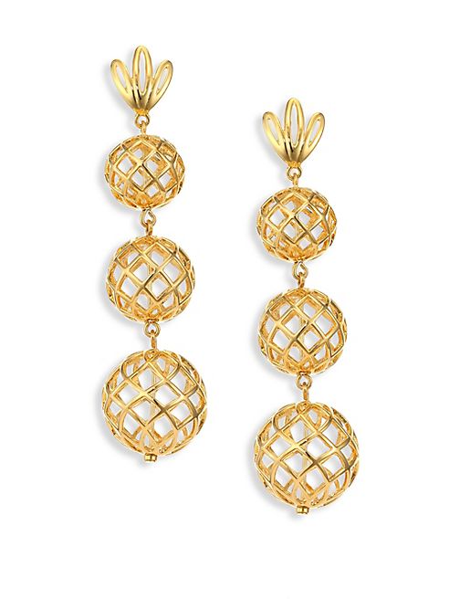 Lele Sadoughi - Tiered Pineapple Clip-On Drop Earrings