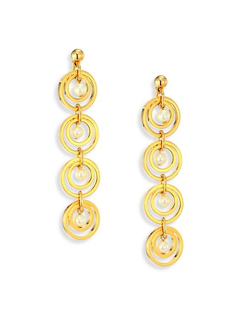 Lele Sadoughi - Tiered Hoop & Faux-Pearl Drop Earrings