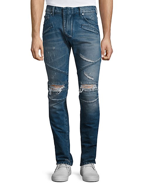 Pierre Balmain - Slim-fit Distressed Jeans