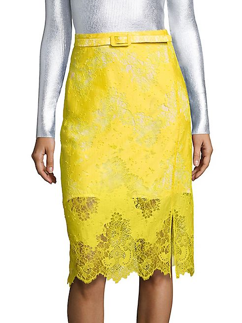 Carven - Belted Lace Pencil Skirt