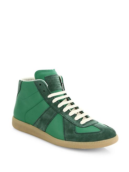 Maison Margiela - Replica Leather & Suede Mid-Top Sneakers