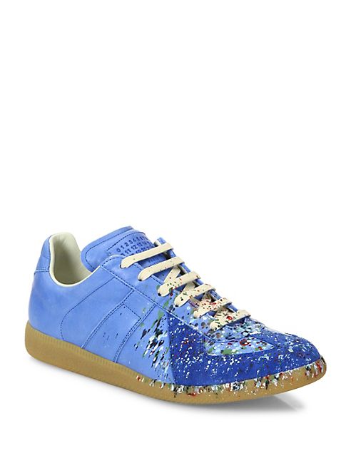 Maison Margiela - Paint Splatter Leather Sneakers