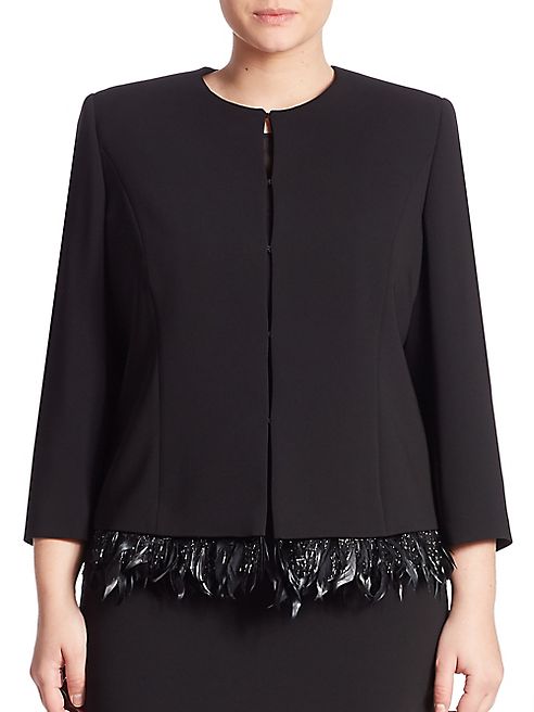 Marina Rinaldi, Plus Size - Cancan Feather Hem Jacket