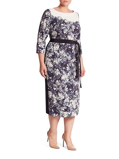 Marina Rinaldi, Plus Size - Divinas Cady Floral-Print Sheath Dress