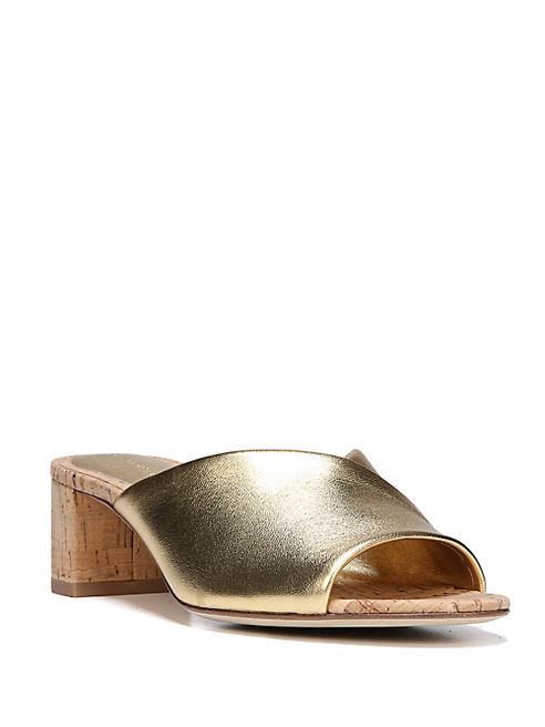 Diane von Furstenberg - Faleria Metallic Leather Cork Block-Heel Mules